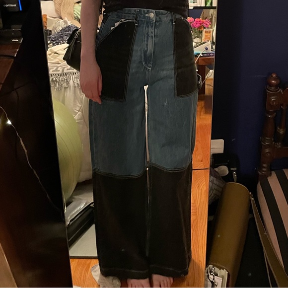 NWT ASOS Bershka Patchwork Wide Leg Jeans - Picture 12 of 16